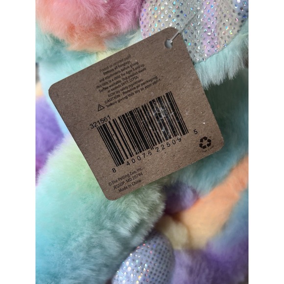 The Petting Zoo Elephant Plush Stuffed‎ Animal Rainbow Tie Dye New - Picture 9 of 11
